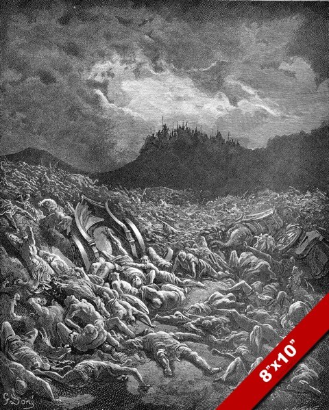 DESTRUCTION OF MOAB AMMONITE ARMIES DORE ENGRAVING ILLUSTRATION ART CANVAS PRINT