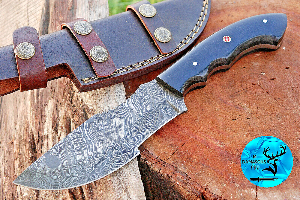 CUSTOM HANDMADE FORGED DAMASCUS STEEL BLADE TRACKER HUNTTING CAMPING KNIFE- 896