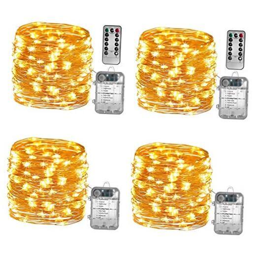 GL40736 50-Count Battery-Powered LED Fairy String Lights, 65.6-Feet, Remote