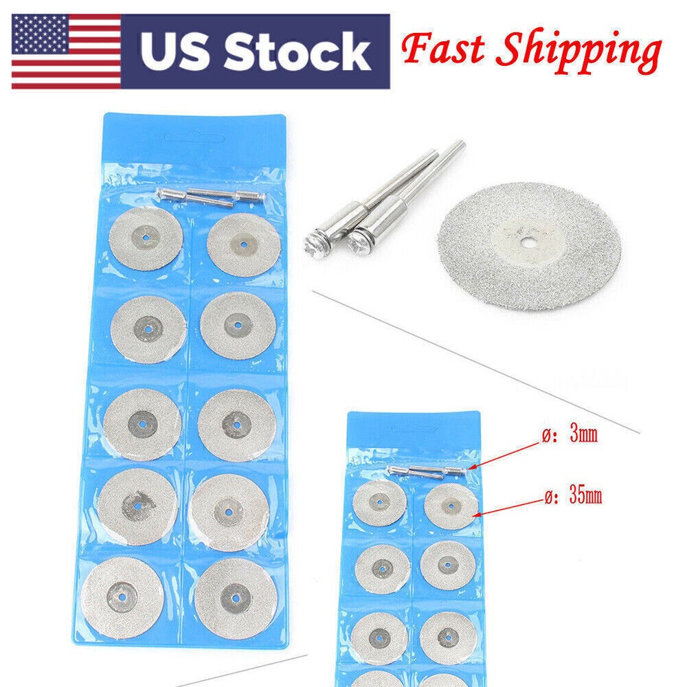10pcs 35mm Diamond Cutting Wheels Rotary Tool Die Grinder Metal Cut Off Disc