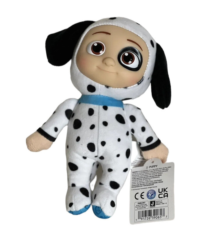 COCOMELON JJ Puppy Doll 8”  Black And White Dalmatian Plush Toy Netflix New