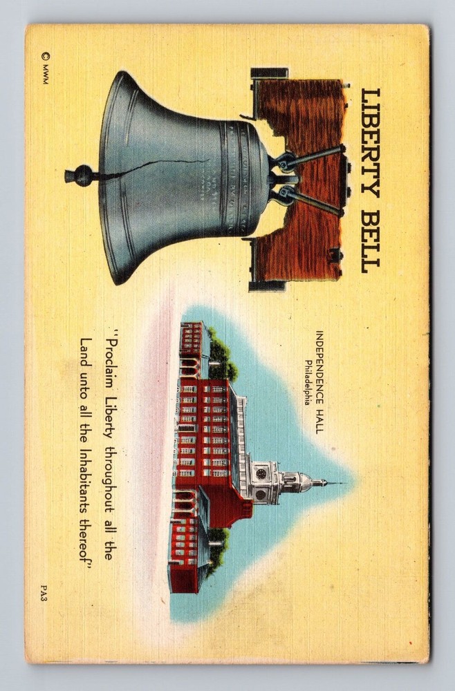Pennsylvania PA Philadelphia Liberty Bell Independence Hall Vintage Postcard