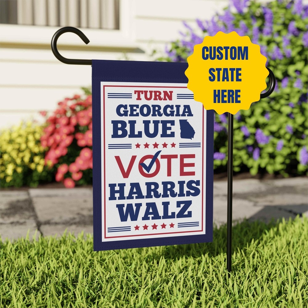 Harris Walz 2024 Garden Flag Personalized State Harris Walz Vote Democrat Female