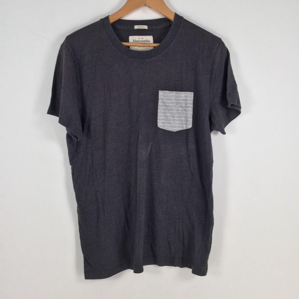Abercrombie & Fitch mens charcoal black muscle fit tee size L 019716-image