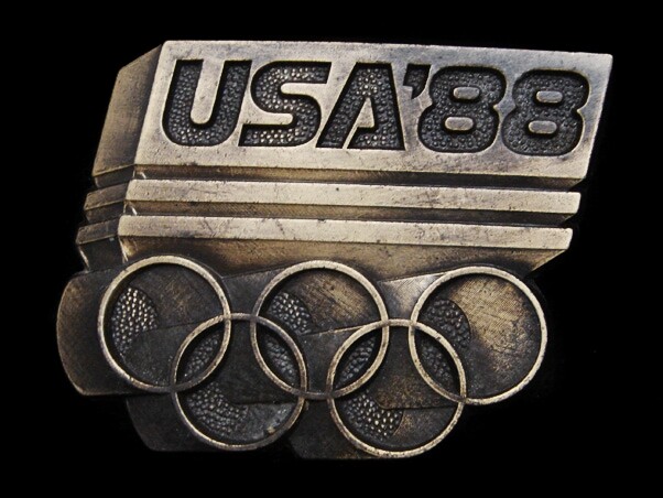 MA09161 VINTAGE 1988 **USA OLYMPICS** BRASSTONE SPORTS BELT BUCKLE