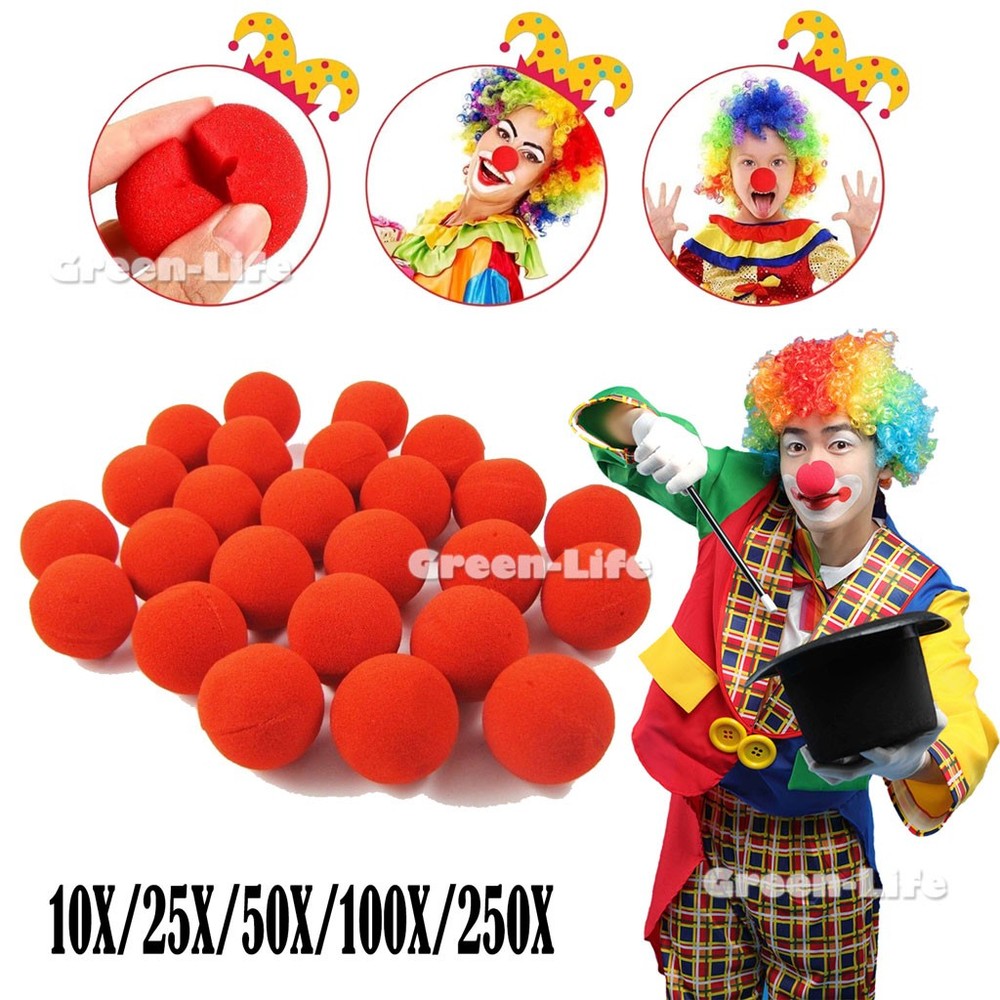 10-250PCS Red Sponge Foam Clown Nose Day Rudolf Reindeer Bozo Xmas Ronald Krusty