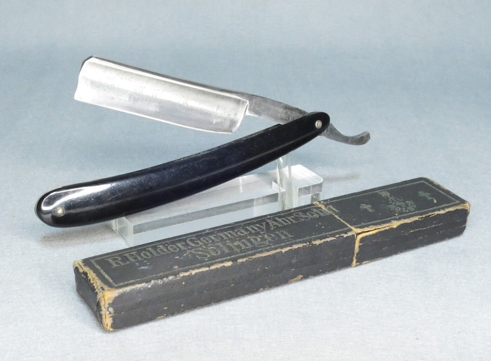 Vintage 77 R.Holder ABR.SHON Solingen Germany Straight Razor R713 with Original Box-image