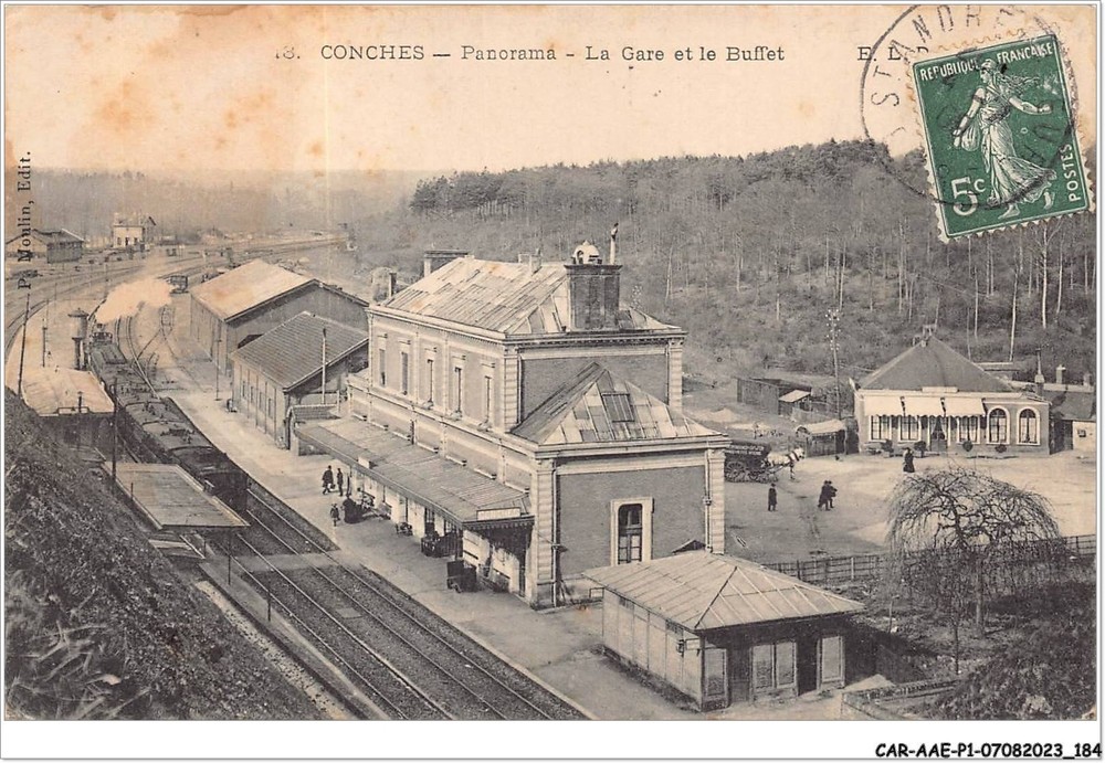 Panoramic view of Conches train station and buffet CAR-AAEP1-27-0093