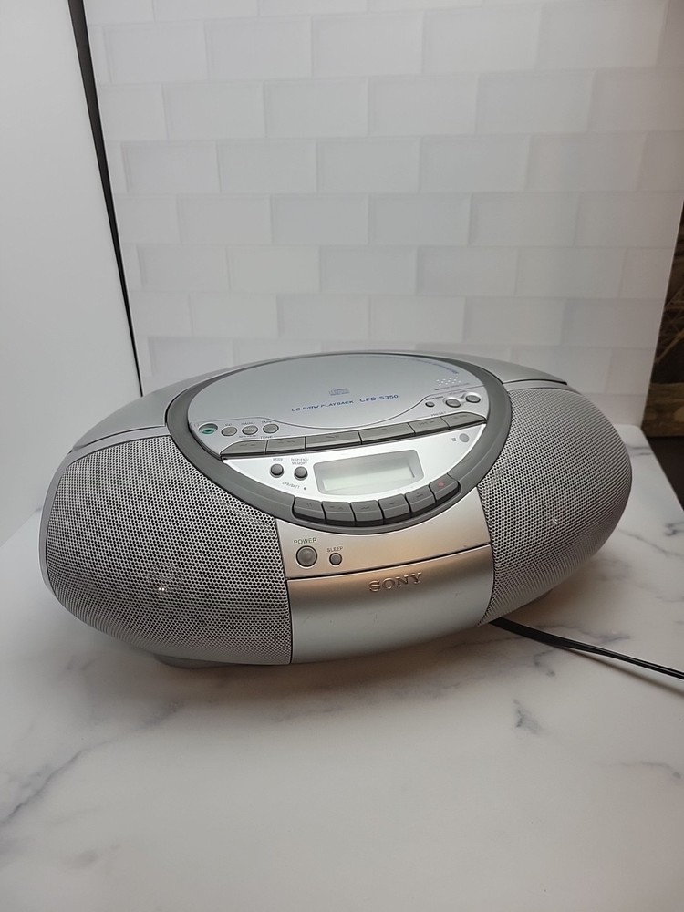 SONY CFD-S350 Portable Boombox with AM/FM Radio Cassette and CD Player - Tested