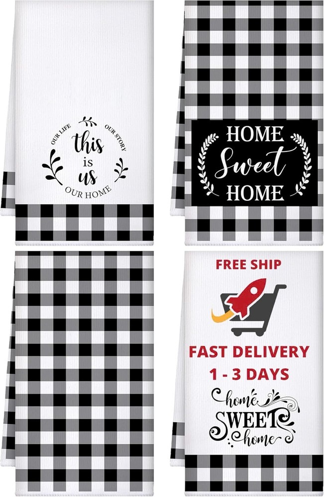 Toallas de cocina ultra absorbentes de secado rápido con estampado a cuadros