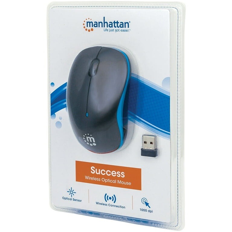 Manhattan Success 1000dpi Wireless Mouse Black Green 2.4Ghz USB 10m Range