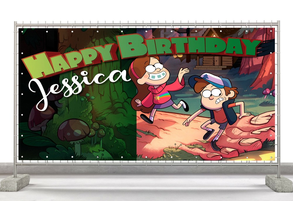 Sasquatch Gravity Falls Custom Happy Birthday Banner Personalized Poster M599