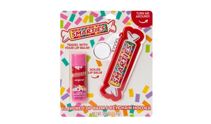SMARTIES Flavored Lip Balm Holder Keychain Set - Fun Candy-Inspired Gift