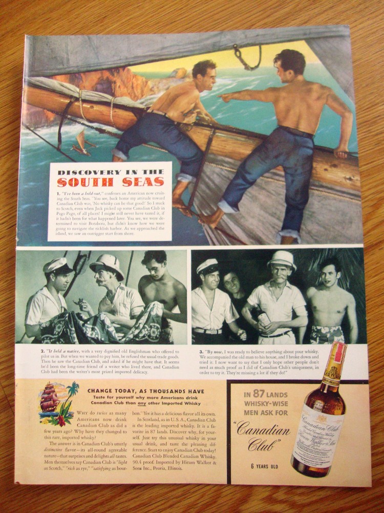 1940 Canadian Club Whiskey Ad South Seas 1940 Camel Cigarette Ad Swimmer Fick-image