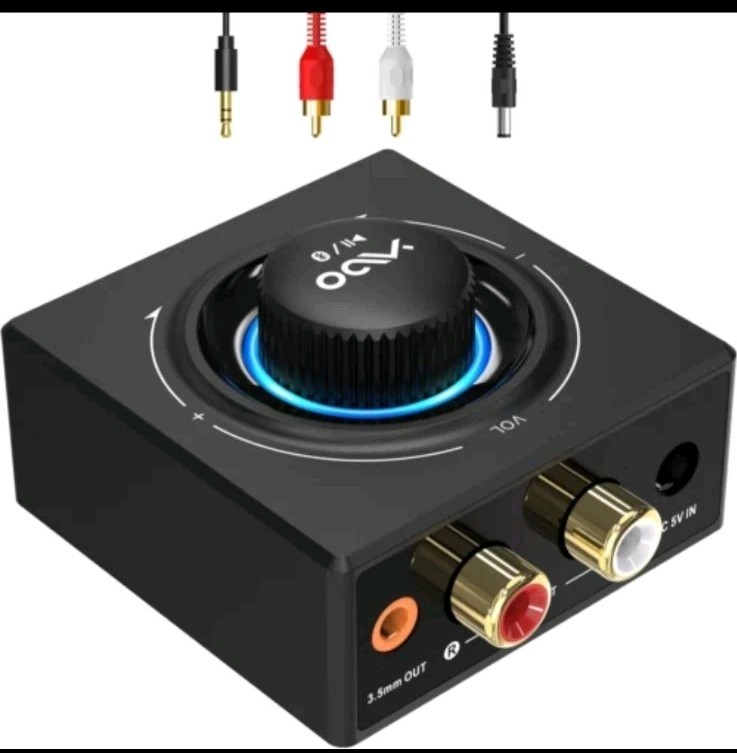 YMOO B06T3 Bluetooth 5.3 Audio Receiver with 100ft RCA Adapter in Black