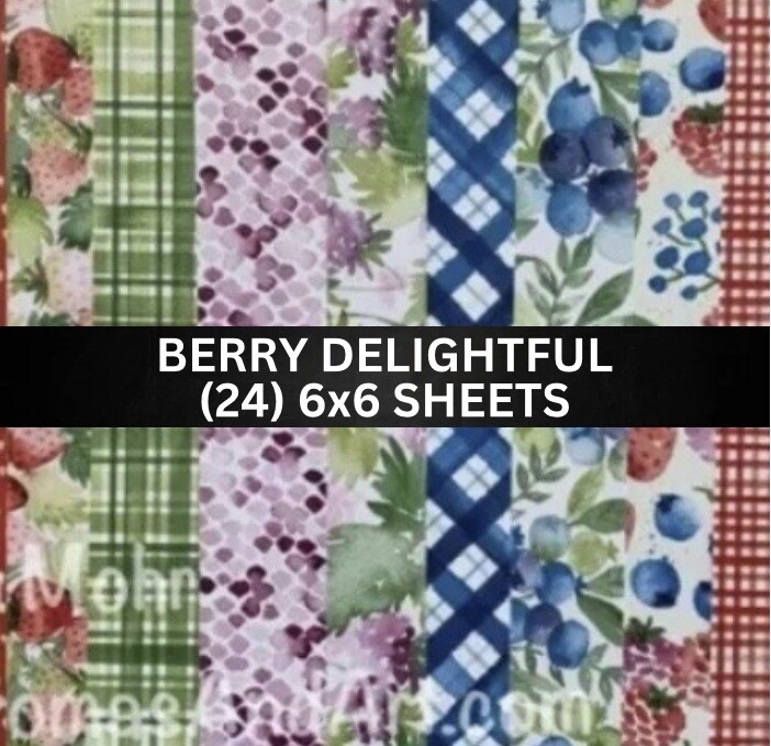 Stampin Up BERRY DELIGHTFUL Designer Series Paper Fruit Berries - (24) 6x6 Shts