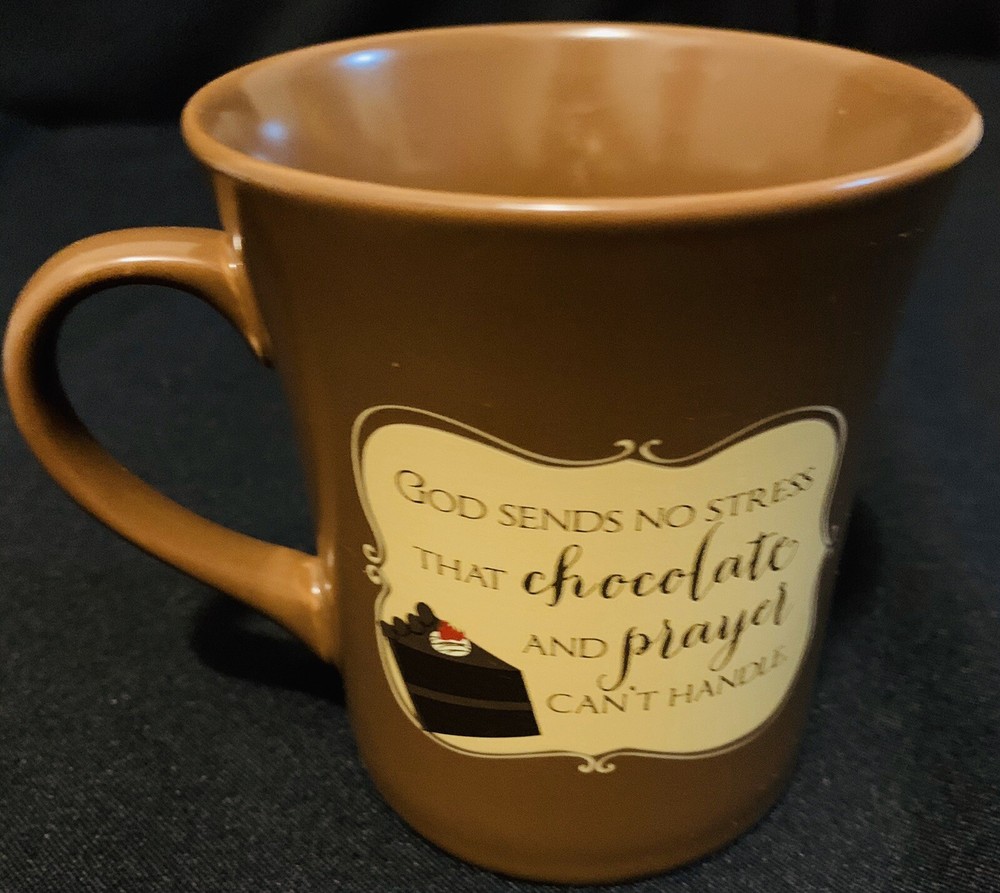 Abbey Press Brown Ceramic Mug for Coffee Cake or Hot Chocolate with God Sends Chocolate Design-image