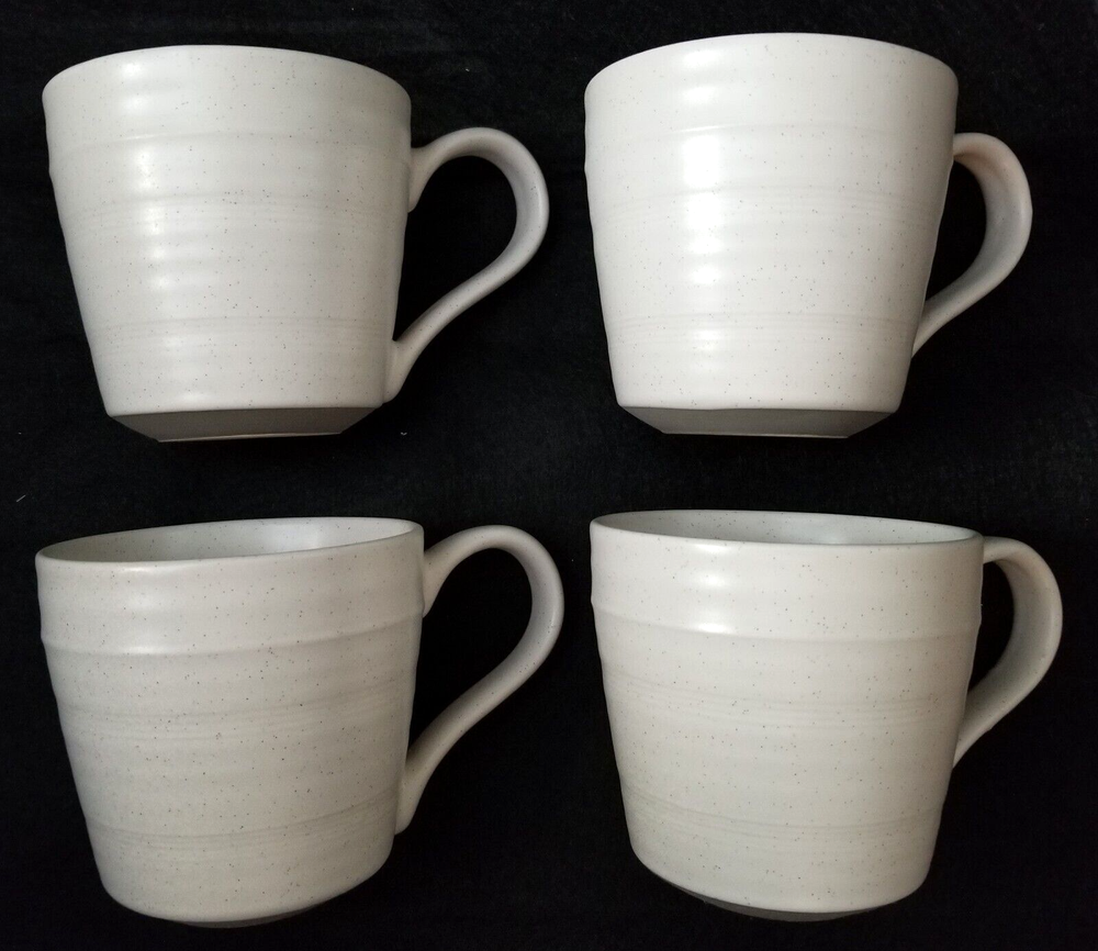 Lote de 4 - tazas de abejas y sauce - gres moteado crema - como nuevo con etiquetas-image