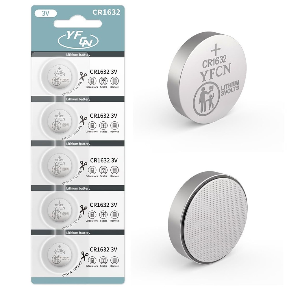 CR1632 Battery 3V Lithium Battery 5 Count Pack CR1632 Batteries for Car Key F...