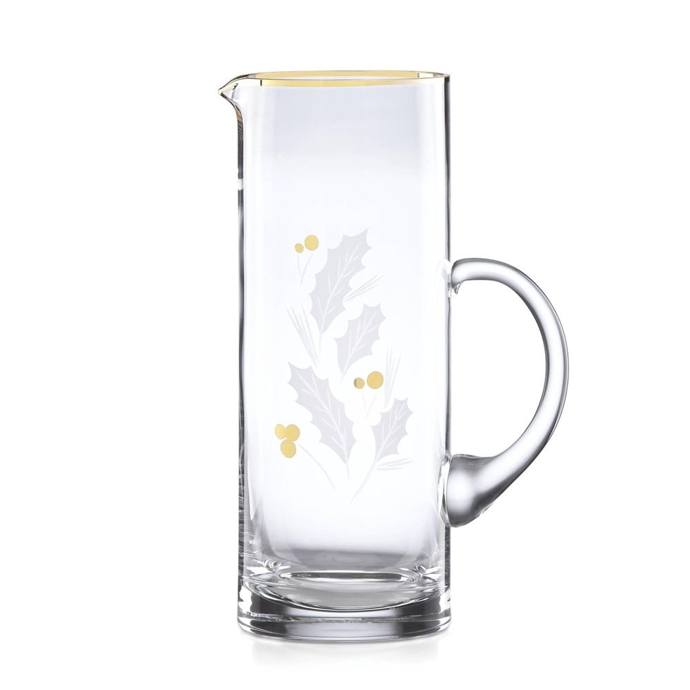 Holiday Gold Glass Beverage Pitcher, 2.35 LB, Clear