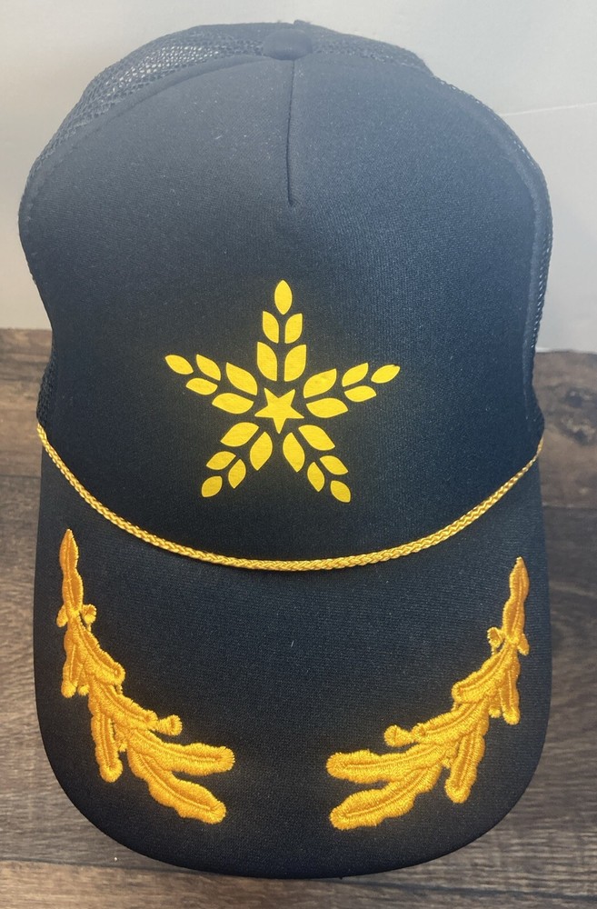 Black Trucker Mesh SnapBack Dad Hat with Gold Leaf Trim  