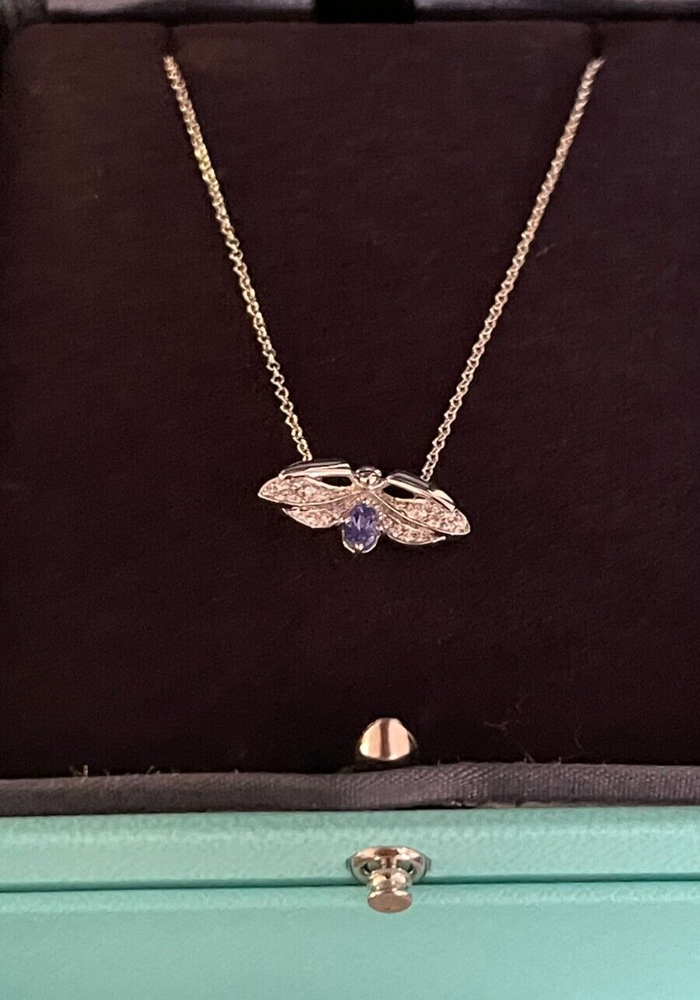 Tiffany & Co. Paper Flower Firefly Pendant Tanzanite Diamond Platinum Necklace