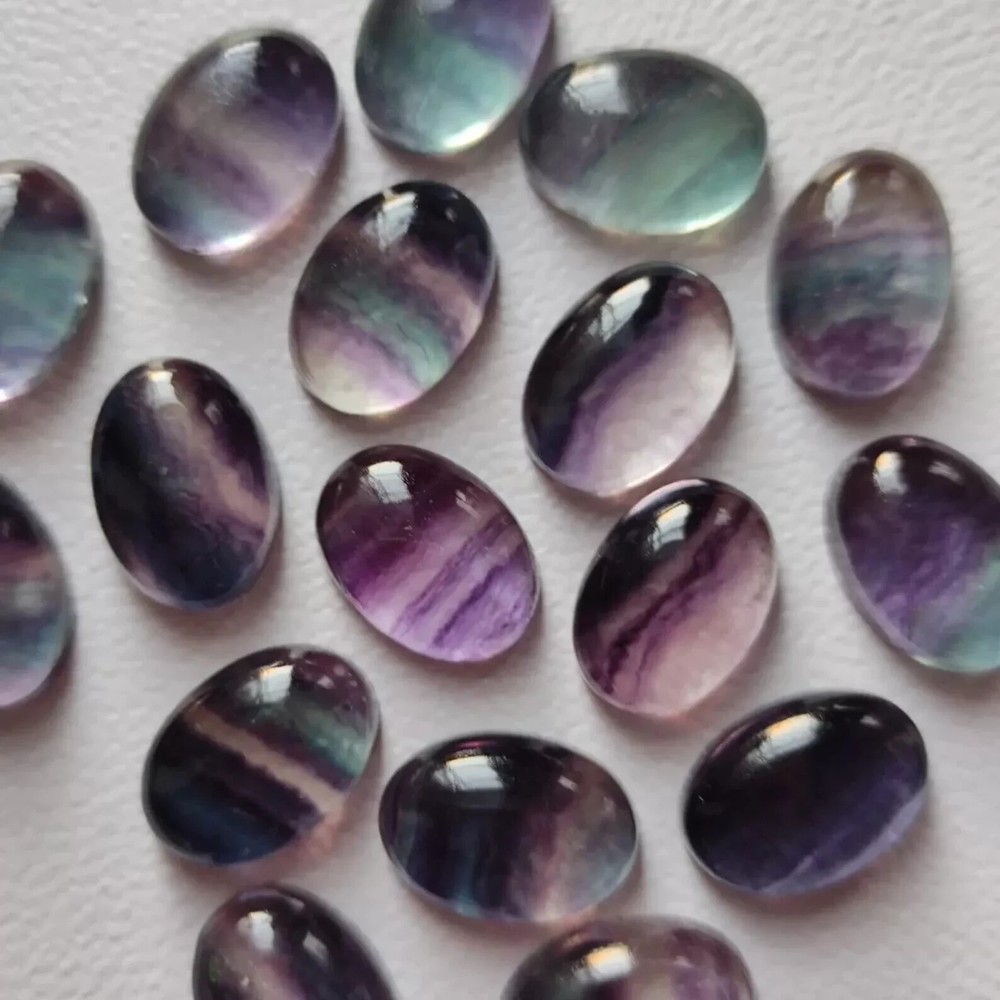 AAA+ Natural Rainbow Fluorite Oval Cabochon Loose Gemstone-image