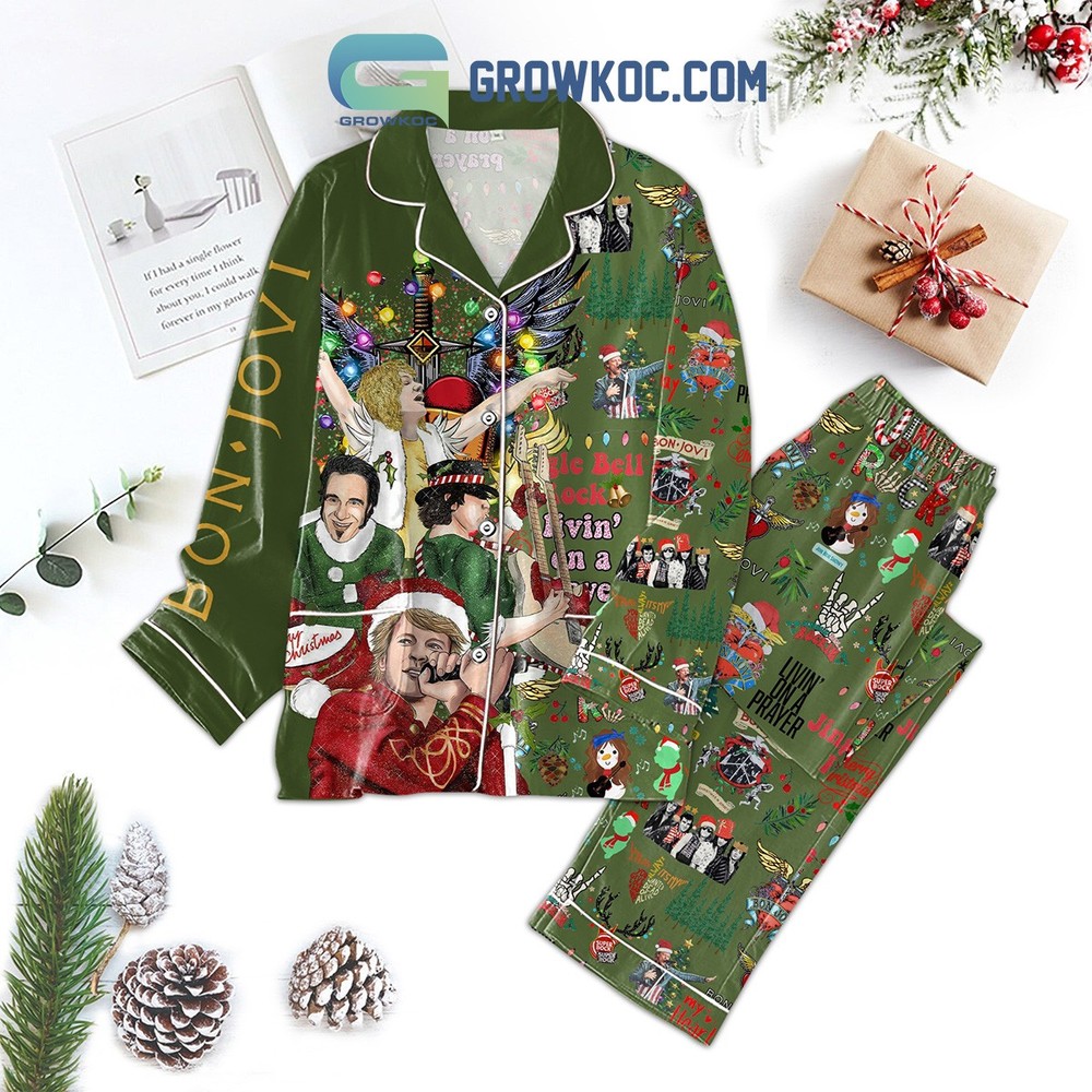 Bon Jovi Holiday Pajama Set with Jingle Bell Rock Design