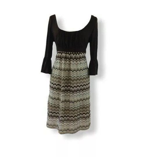 AA Studio Brown Knit Dress 3/4 Bell Sleeves Size 10-image