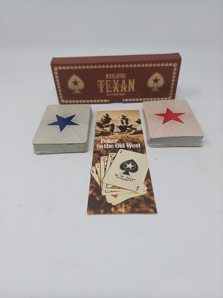 MARLBORO TEXAN NO. 45 POKER CARDS W/ BOX -COMPLETE VINTAGE 1984