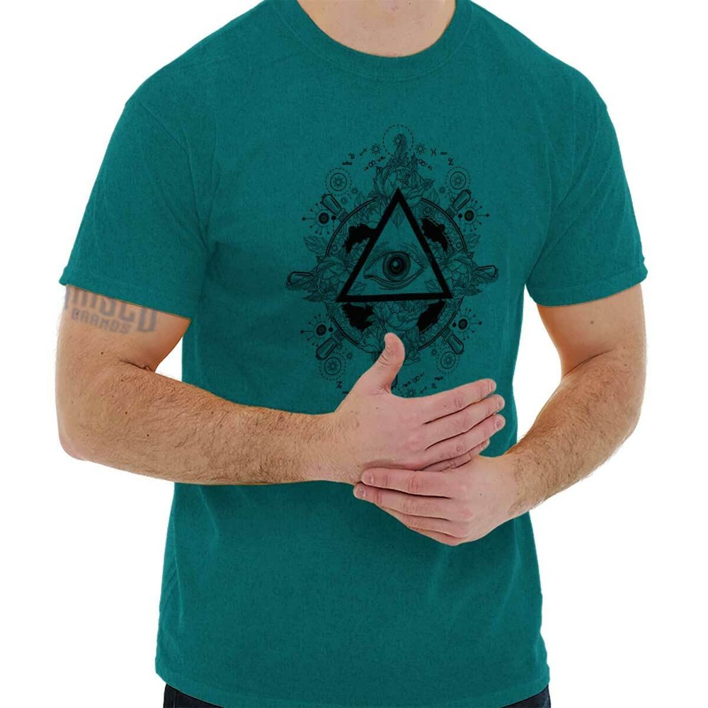 Triangle All-Seeing Eye Spiritual Graphic Womens or Mens Crewneck T Shirt Tee