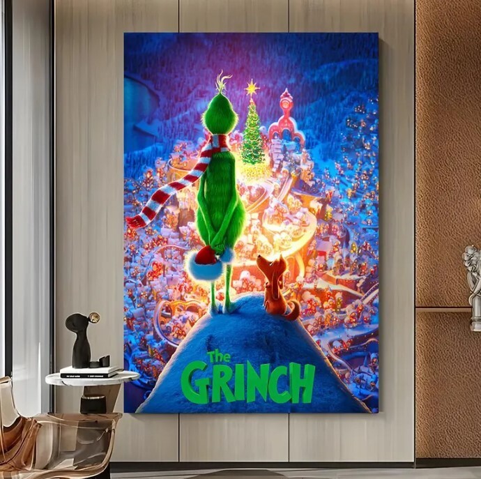 Grinch Themed Movie Wall Art Poster for Holidays