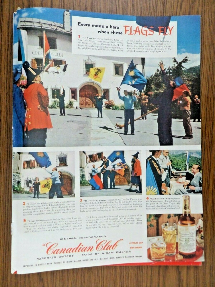 1954 Canadian Club Whiskey Ad Sport of Flag-Swinging @ St. Moritz-image
