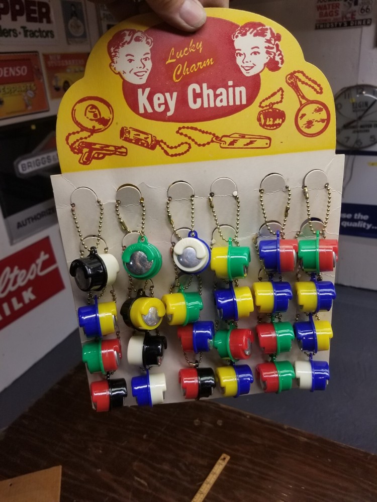 Coin Holder Keychain Display Counter-Top Store  Vintage 1940s Lucky Charm