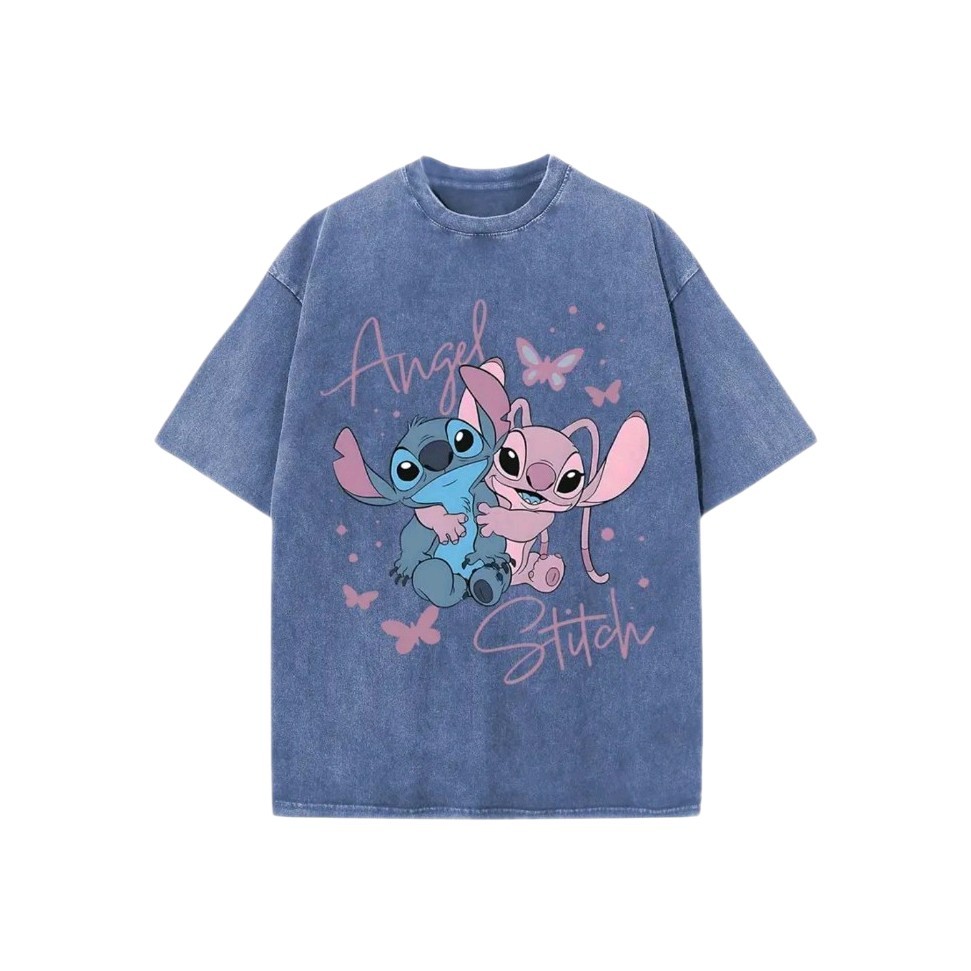 New Stitch Graphic T-Shirt, Casual Short Sleeve with Colorful Character Print.