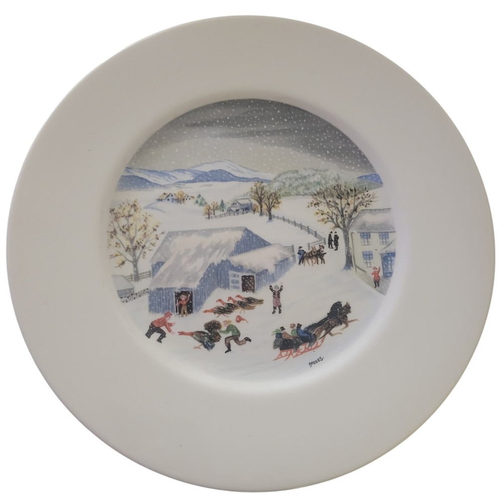 Vintage Grandma Moses Thanksgiving Turkey Dinner Plate Atlas China First Edition