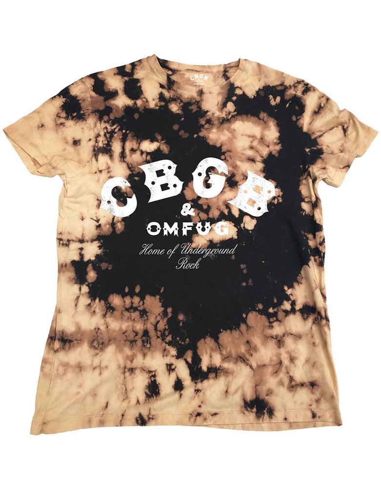 Official Unisex CBGB Classic Logo Dip Dye Tan and Black T-Shirt