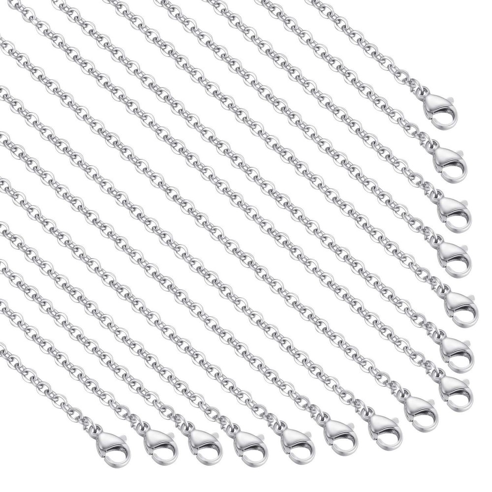 30 Pack 24 Inch Necklace Chain Stainless Steel Link Cable Chain Necklace with...