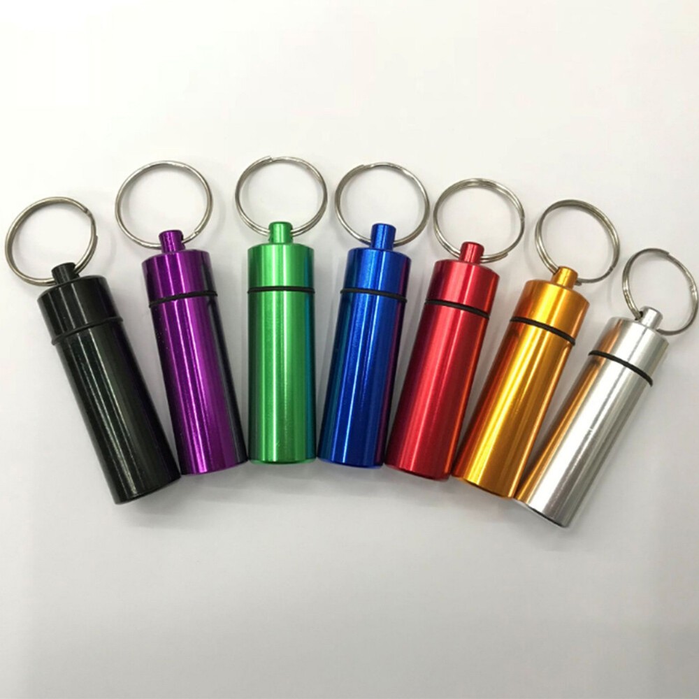 Pill Case Keychain Waterproof Holder Medicine Box Bottle Drug Container Keyring