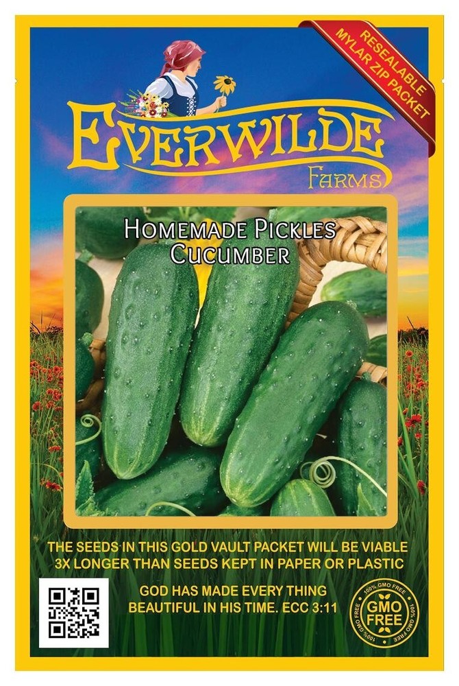 100 Homemade Pickles Cucumber Seeds - Everwilde Farms Mylar Seed Packet