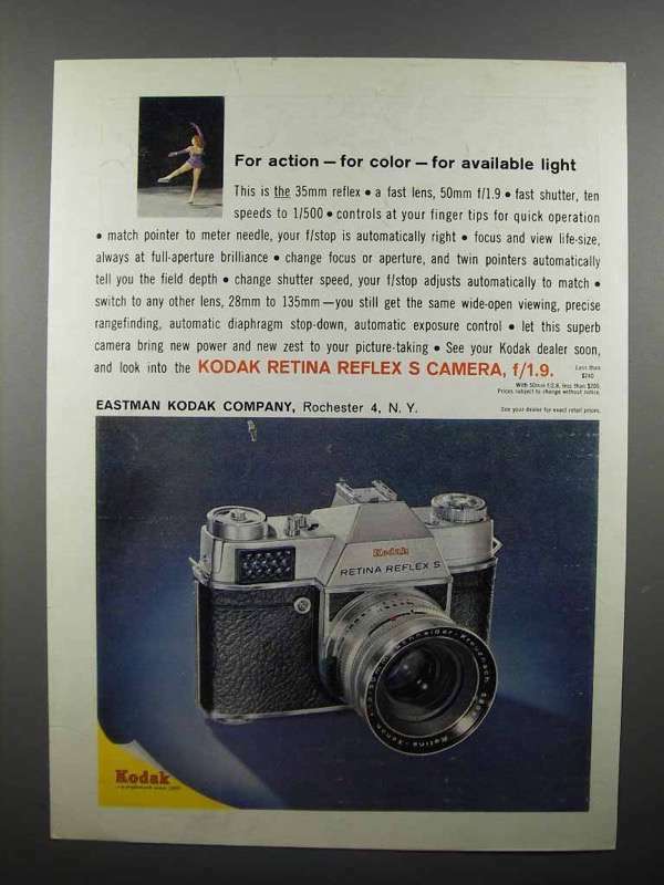 1961 Kodak Retina Reflex S Camera Ad – Capture Action with Vintage Precision