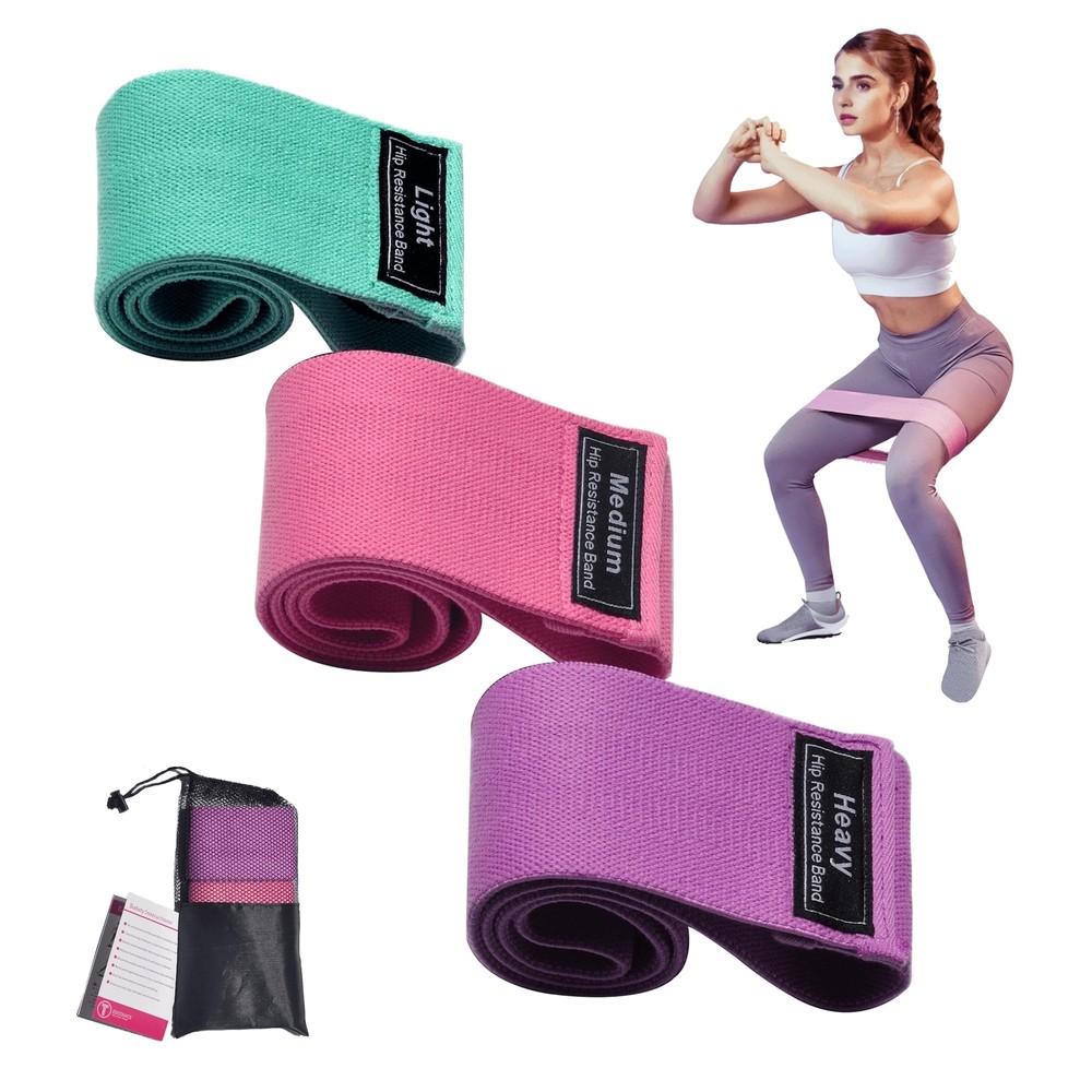 Exercise Bands, Fabric Resistance Bands for Working Out Women and Men, 3 Leve...