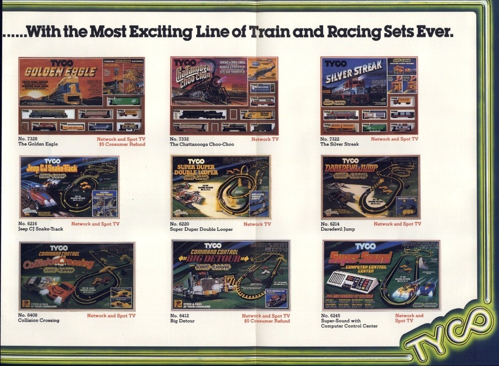 1980 PAPER AD Toy 6 Page Tyco Slot Car Race Sets Daredevil Jeep Snake Track RR +