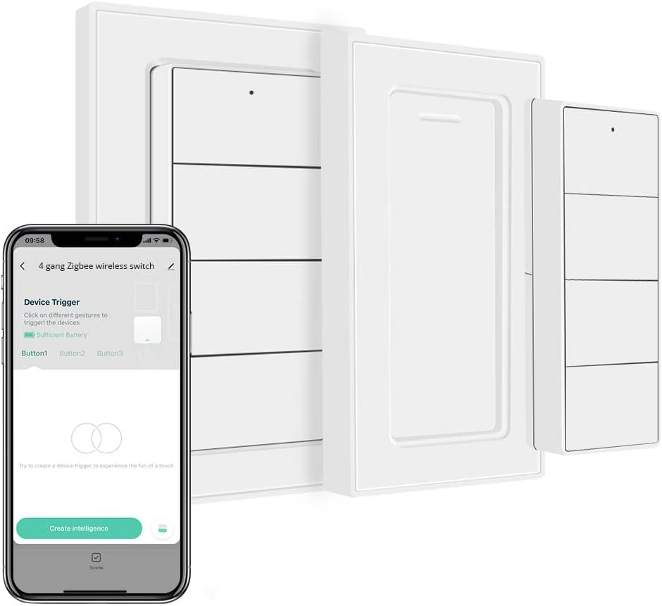 Zigbee Smart Wireless 4-Way Remote Control Switch for Home Automation  