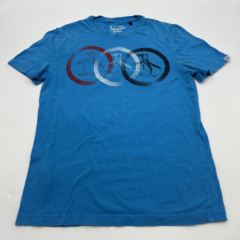 An Original Penguin By Munsingwear T-Shirt Men XS Blue Graphic Print Logo.#32982