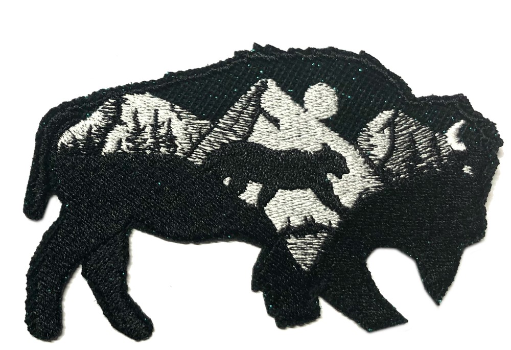 Glitter Buffalo Cougar Patch Embroidered Iron-On Applique Wild Animals Souvenir