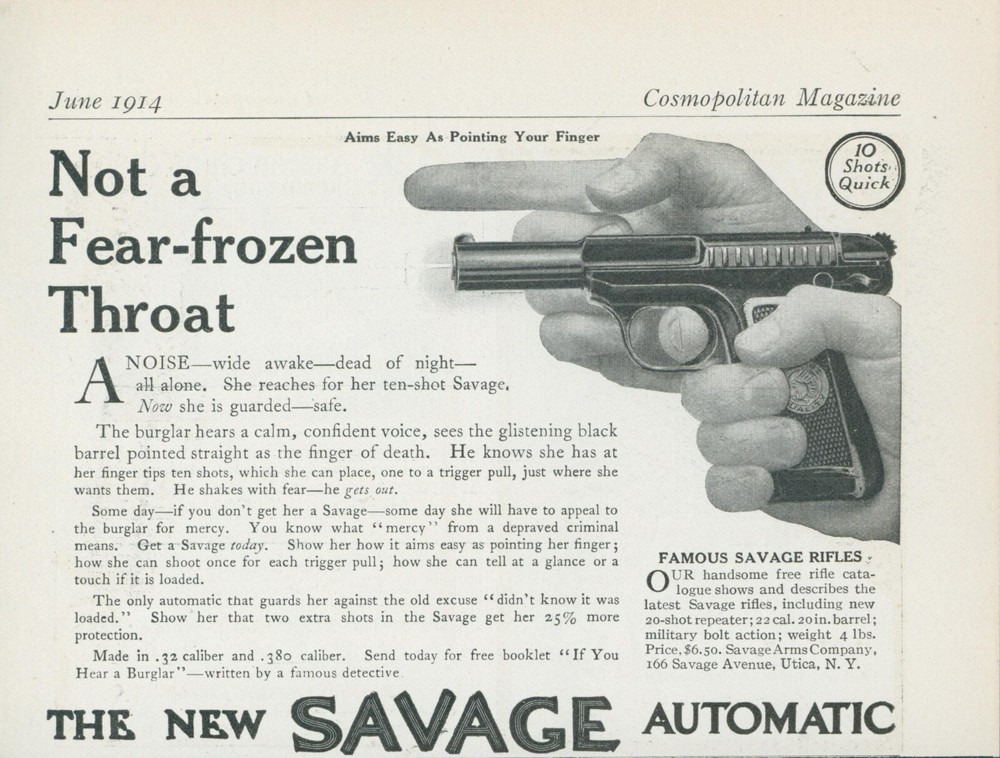 1914 Savage Automatic 10 Shot Burglar Booklet Offer Rifle Vtg Print Ad CO6