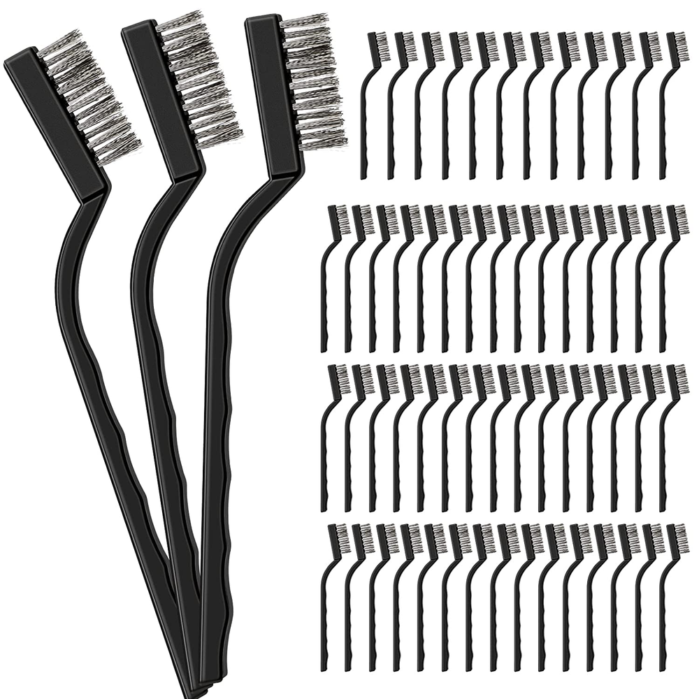 60 Pcs Mini Steel Wire Brushes for Rust Cleaning and Welding Tools