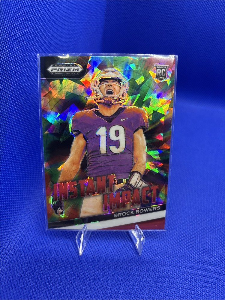 2024 Panini Prizm Draft Picks Brock Bowers Red Ice RC Instant Impact Raiders Rookie Card II-BB