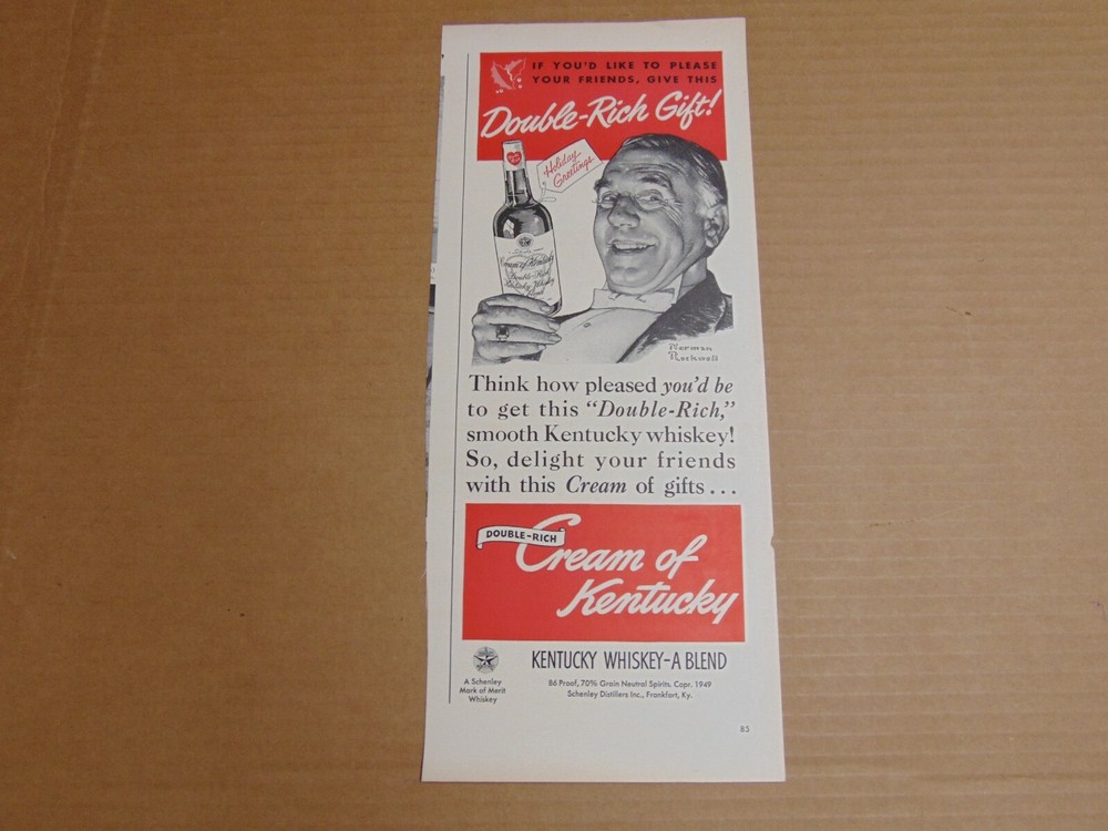 1949 Cream of Kentucky Whiskey vintage holiday gift art print ad